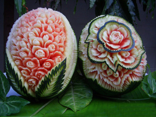 西瓜雕刻艺术图片